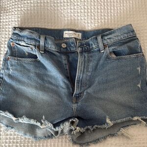 Abercrombie & Fitch Blue Frayed Denim Shorts